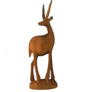 African Wood Carved Gazelle Antelope 12.5”HX5.4.5”W Collector Man Cave Mantel